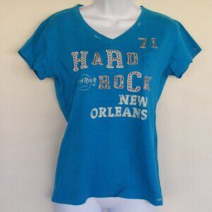 HARD ROCK CAFE New Orleans Tshirt, Ladies M, Bright Blue, SS